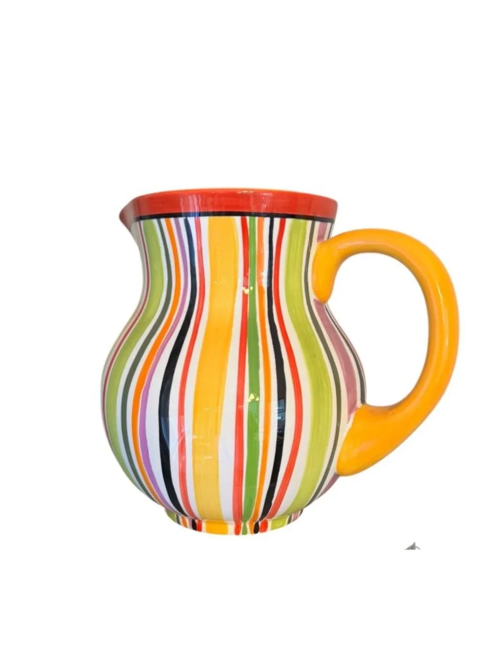 Crate & Barrel Multicolor  Carnival Striped Pitcher With  Handle 7